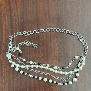 White House Black Market Silver and Black Chain Belt